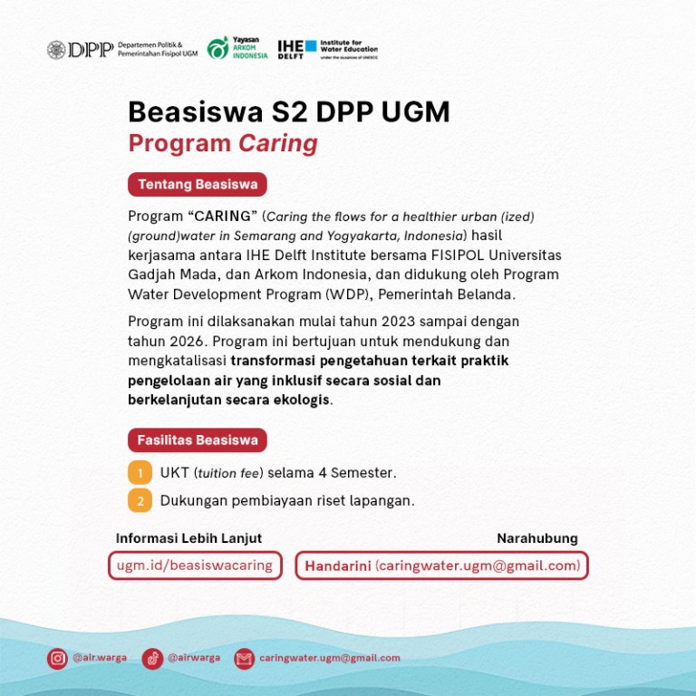 Beasiswa S2 Departemen Politik Pemerintahan UGM Program Caring